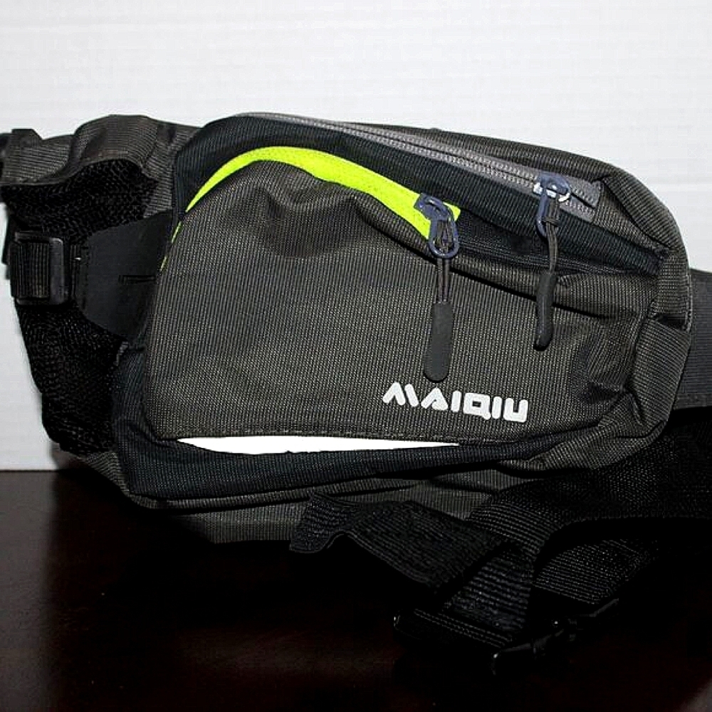 MAIQIU Sports Waist Bag - Black & Gray - Neon Yellow Accent - Activewear Fanny P